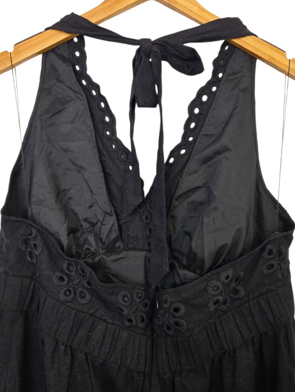 🖤 Adrianna Papell Woman Black Eyelet Embroidered Maxi Dress | Size 18W | Linen - Picture 8 of 8